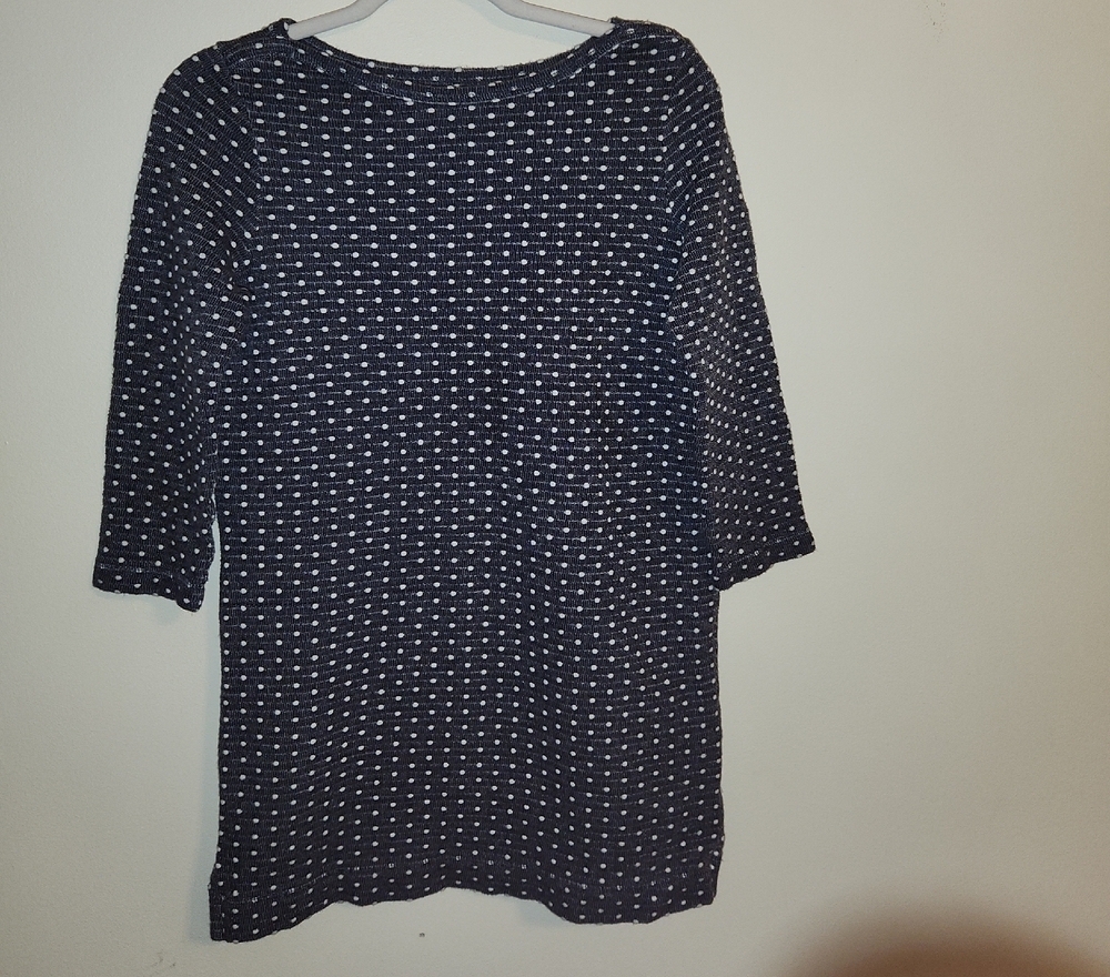 Lands' End Gray and White Long Sleeve Dress